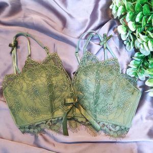 green embroidery bra