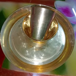 Brand New Brass Plate Glass Bowl And Cotton Saree