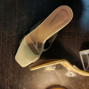 Cream Transparent Heels From Myntra