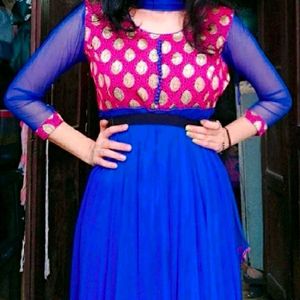 BLUE ANARKALI SET FOR WOMEN