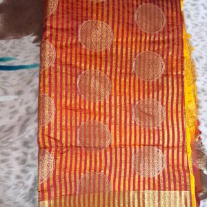 Silk Saree With Desgined Blouse Stitched