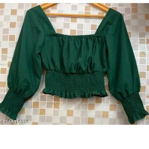 Green Full Sleeve Trendy Top