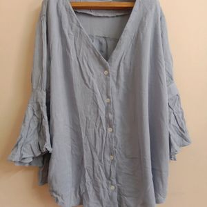 Korean V Neck Baby Blue Color Top