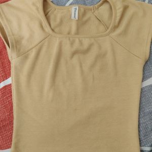 Beige Square Neck Top