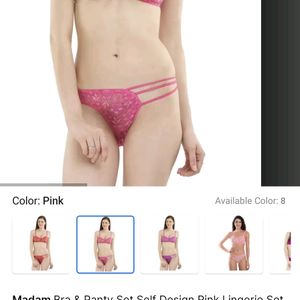 Madam Net Pink Bra Panty Set