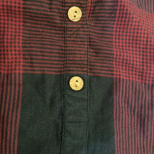 Maroon Black Check Sleeveless Short Kurti