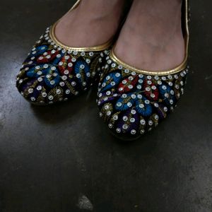 Beautiful Rajsthani Stoned Belle Shoes