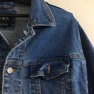 Zara Women Blue Solid Denim Jacket