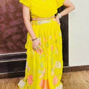 Beautiful Yellow Party Wear stylish  Lehnga Choli