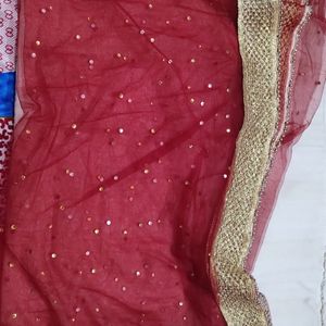 Beautiful Dark Red Colour Net Dupatta