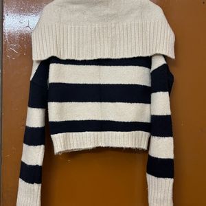 Korean Stripped Cropped Sweater