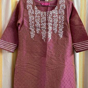 Magenta pink straight kurta