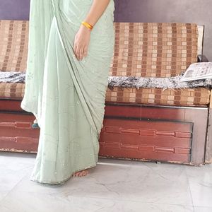 Designer Saree Light Parrot Green