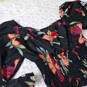 Floral Black Top