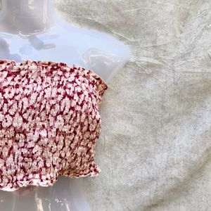 H&M CUTE PEACH FLORAL TUBE TOP