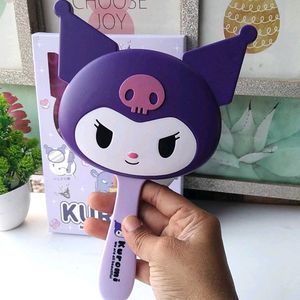 Kuromi Makeup Mirror With Comb - Purple