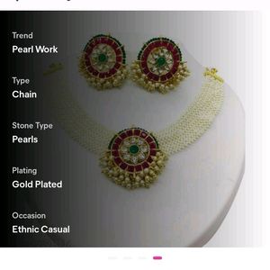 Pearl Work Ethnic Casual Gold Plated Nacklace