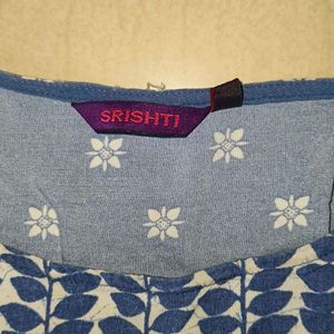 Blue A-line printed kurta