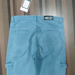 V-77 Size-32 Cargo Straight Women Denim Jeans