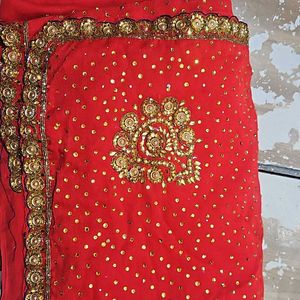 Handwork Red Saree