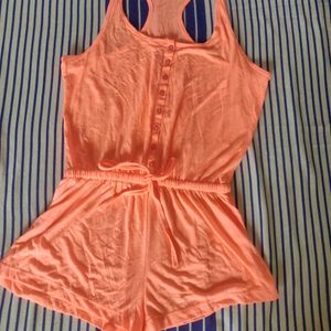 Neon Orange Racer Back Jumpsuit