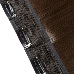 HAIR Long and Thick Black Straight 5 Clips