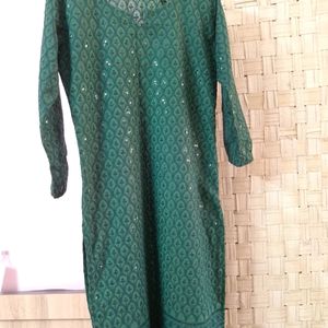 Chikenkari Kurti With Lagging