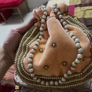 Pitch Pearl Beaded Potli