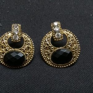 Black and Golden Oxidised Eartops