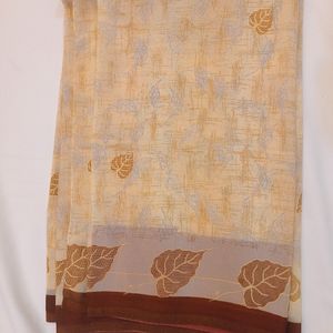 Synthetic Printed Saree With Blouse Piece