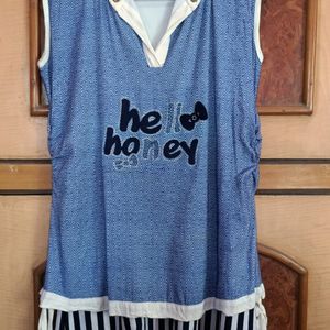 Blue & White T-shirt Top