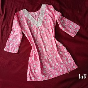 Floral Pink Short Kurti