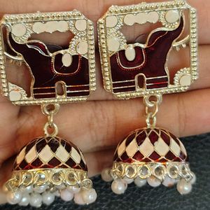 Maroon Red Jhumkas