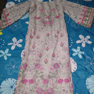 flora print grey color kurta set 3 pcs # take look