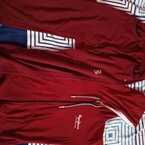 Red Pepe Jeans Hoodie With Free Lower