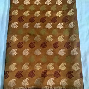 Mustard With Meroon Cotton Silk Saree.