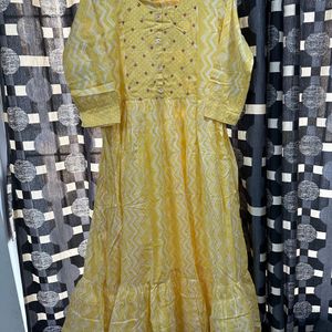 Flared Yellow Long Kurti