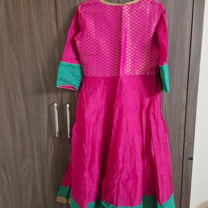 Pink Anarkali Chanderi Cotton Kurta