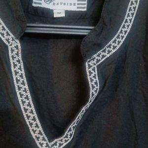 Beautiful Black Kurta with White Embroidery