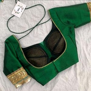 Padded Sabyasachi Lace Work Art Silk Blouse