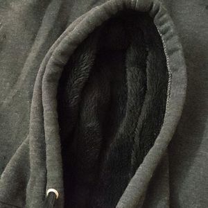 Grey Black Sweatshirt Zipper Hoodie