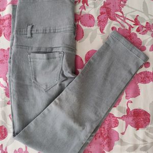 Skinny Fit Jeans For Women, Grey, 28