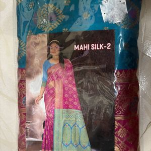 Blue And Pink Saree For Weeding