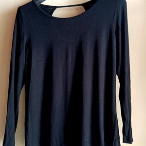 Black Solid Women's Top