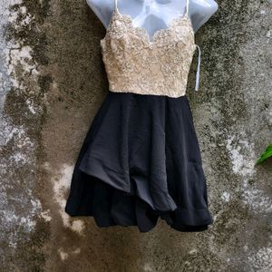 Sexy' Black and Gold Semi Formal Dress