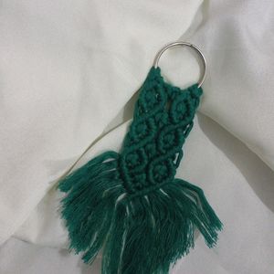 Handmade Macrame Green Colour Keychain
