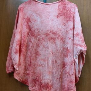 Cute Tie-dyed Peach Coloured Poncho Style Top