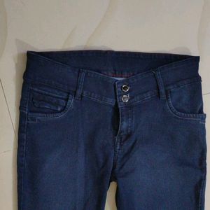 Dark Blue Denim Ankle Length