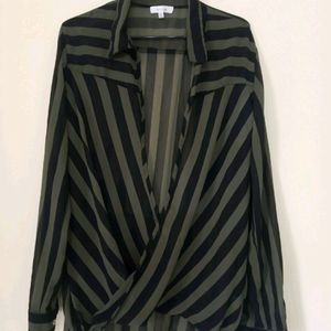 striped see through stylish shirt pattern top
