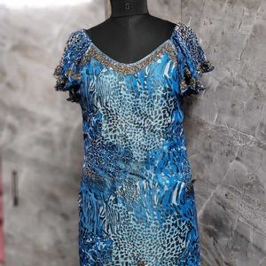 Turquoise Glass Beaded Dress